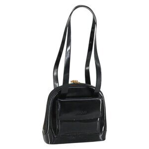 Authentic GUCCI Shoulder Bag Enamel Black Gold 001 1075 1650 0